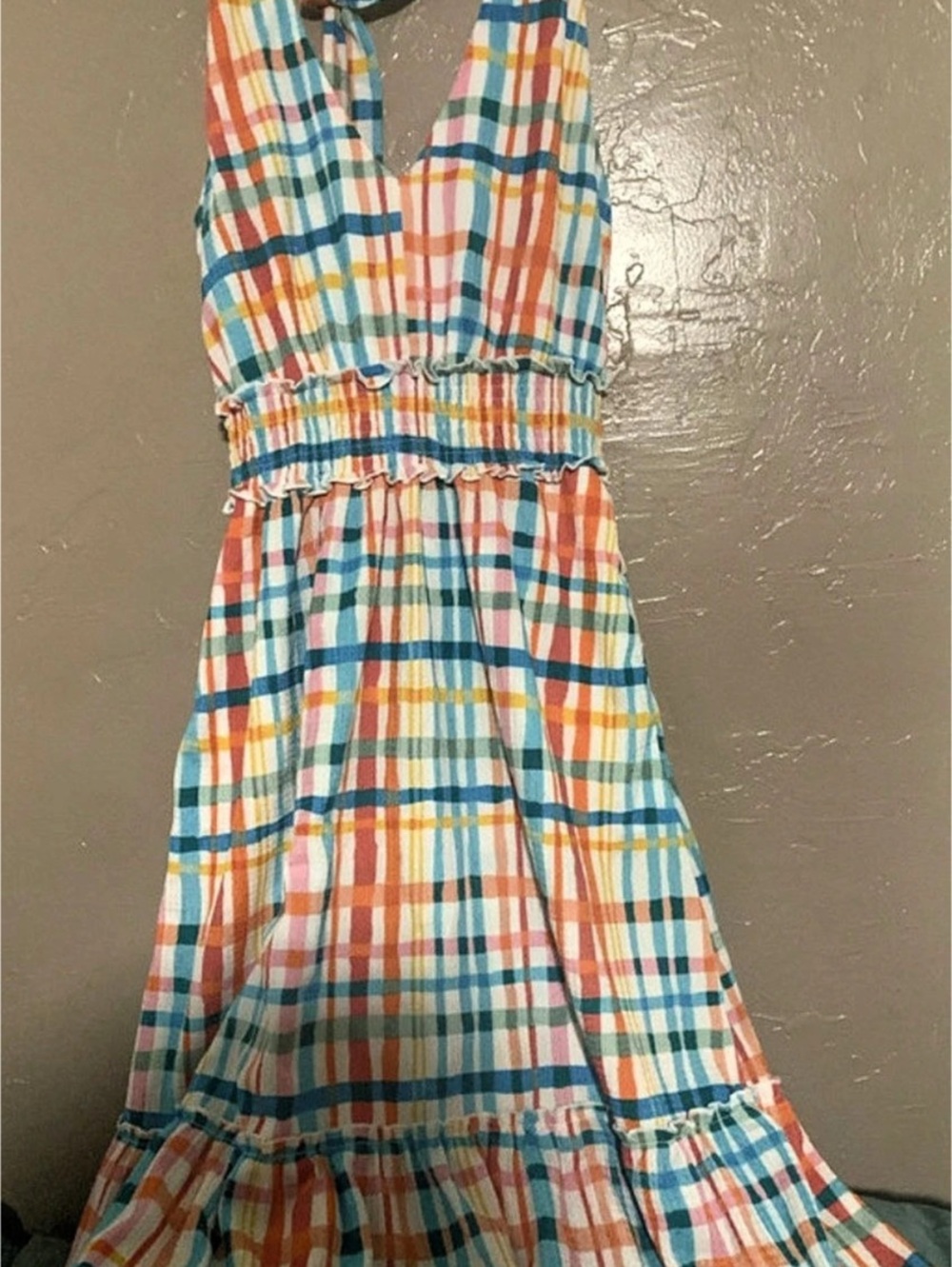 Plaid Maxi Dress in Multicolor Like New